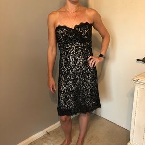 White House Black Market Strapless Blk Lace Dress